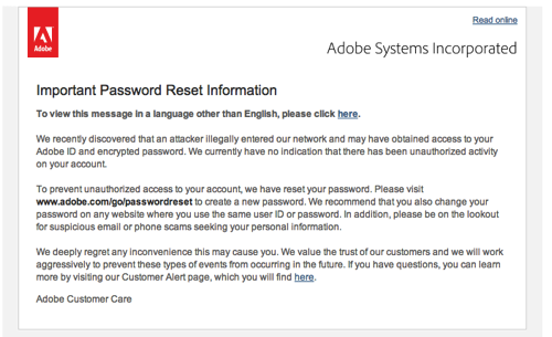 Adobe reset