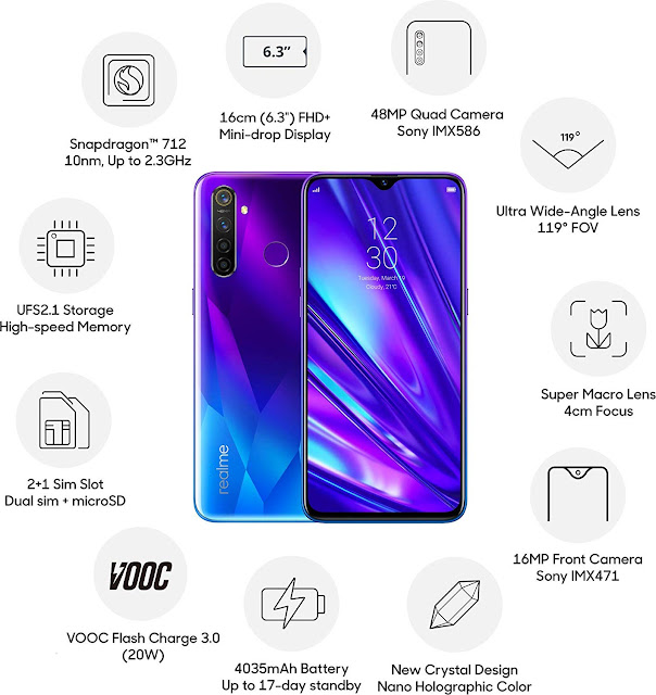 Realme 5 Pro Sparkling Blue, 128 GB 8 GB RAM