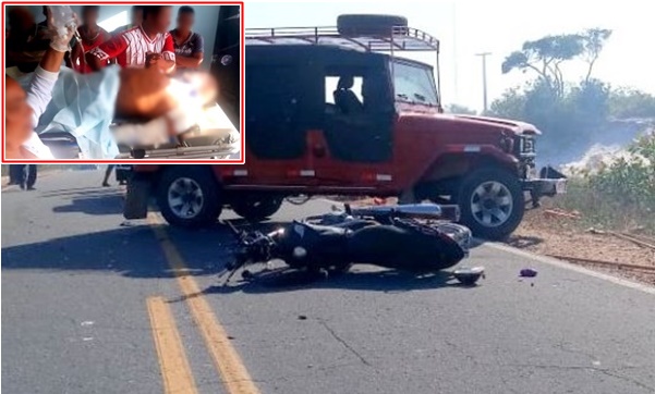 Colisão entre um carro e uma moto em Humberto de Campos, causa a morte de duas pessoas.