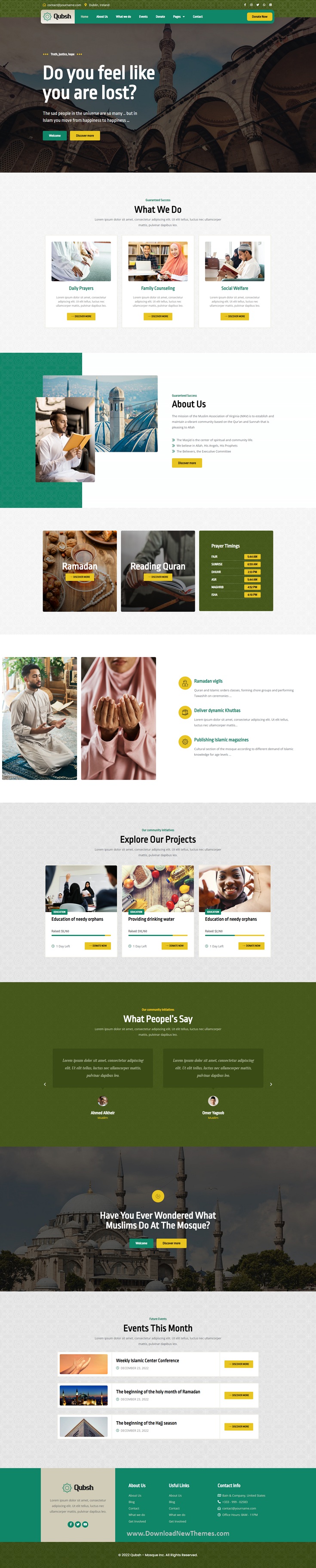 Qubsh - Islamic Centre & Mosque Elementor Template Kit Review