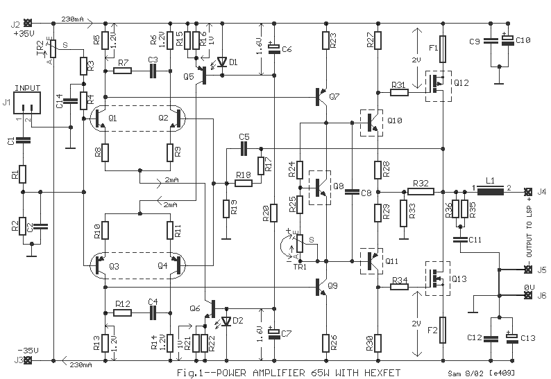 65W Power Amplifier Circuits with HEXFET 