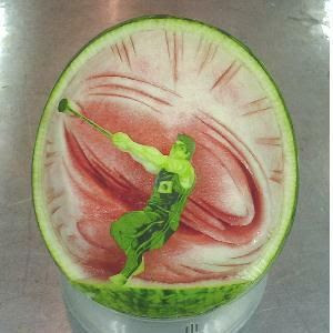 Watermelon carving art - seen at curiousphotos.blogspot.com