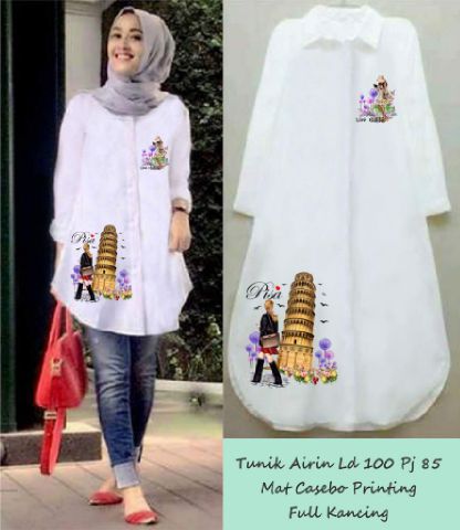  Baju  Hijab Muslim Cantik  Tunik Terbaru Warna  Putih Bj0031