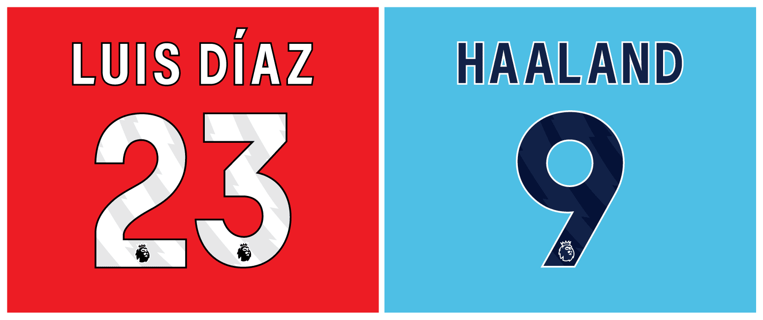 Football teams shirt and kits fan New 202324 Premier League Typeface
