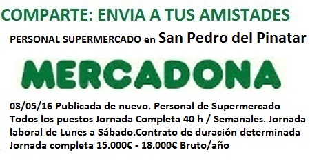 Lanzadera de Empleo Murcia. Oferta Mercadona, San Pedro del Pinatar