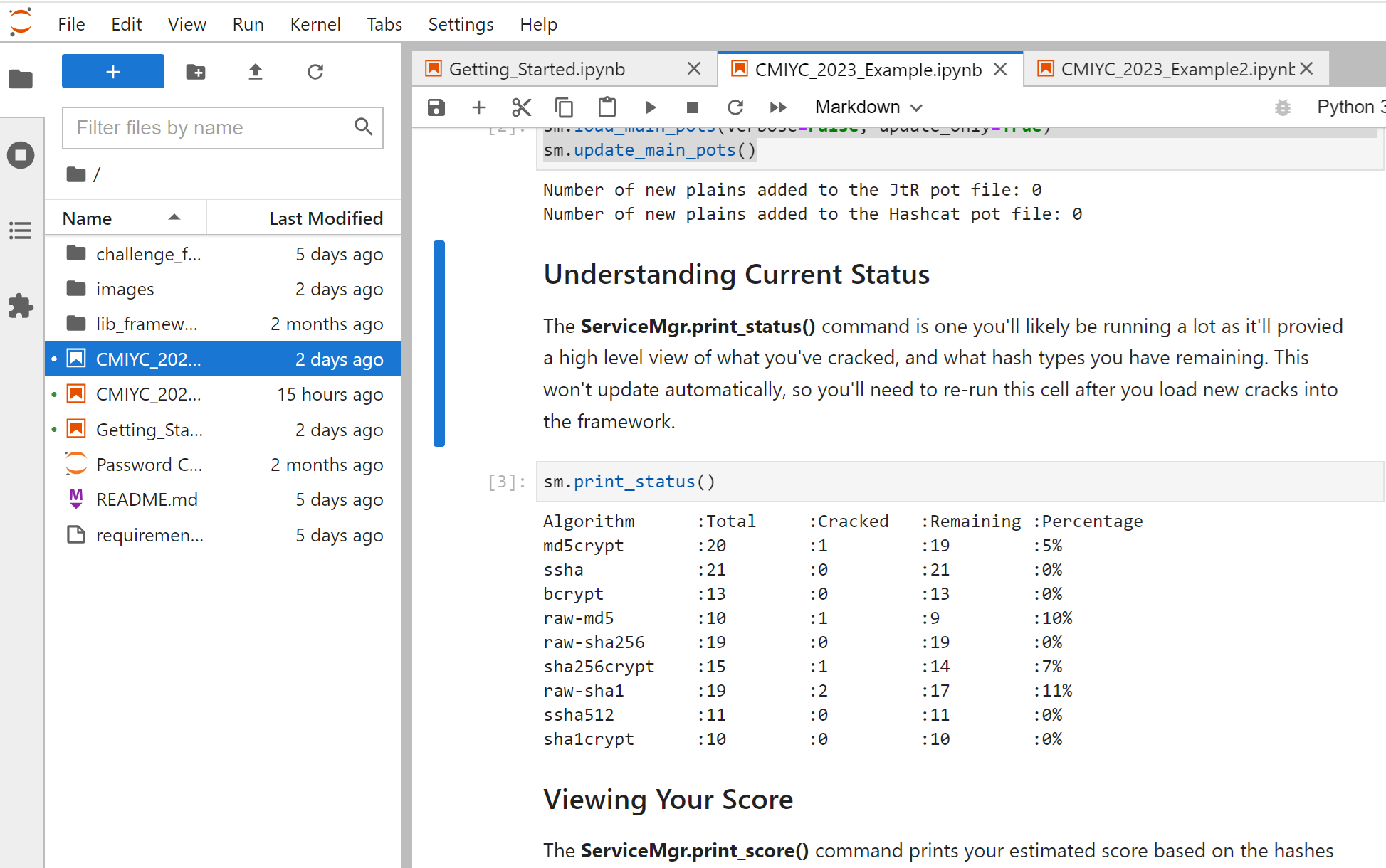 Screenshot of the JupyterLab Framework