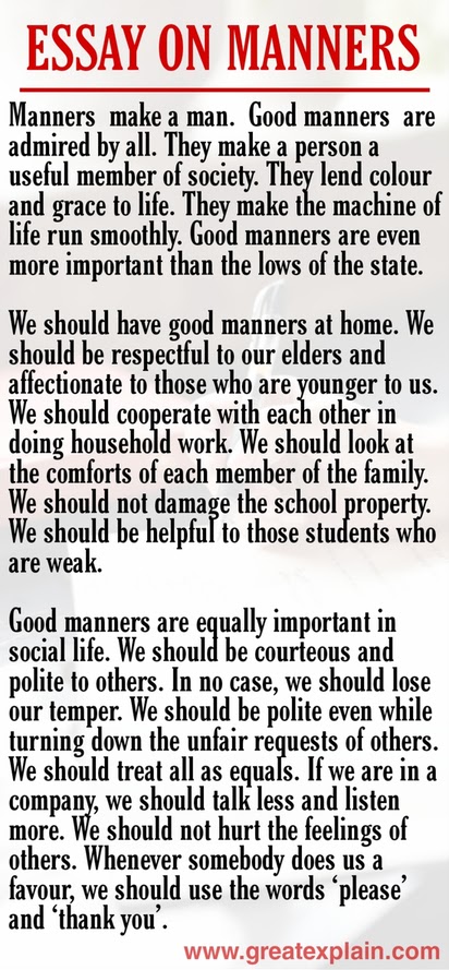 essay on good manners for children