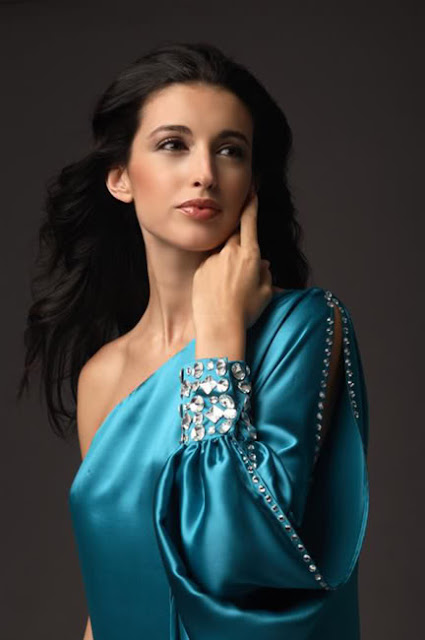 Noelia Lopez sexy in blue dress fashion 
