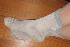 Silver metallic socks keep my toes comfortable in the coldest weather.