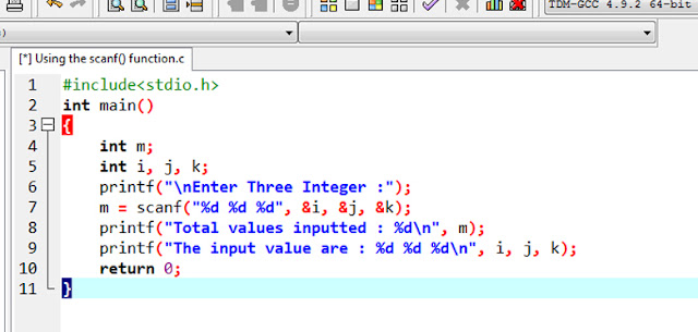 WAP using scanf() Function