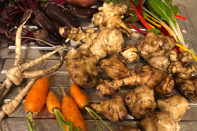 A harvest of home grown winter vegetables