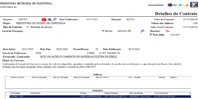 Segundo contrato da Prefeitura de Itapetinga com empresa de Itabuna