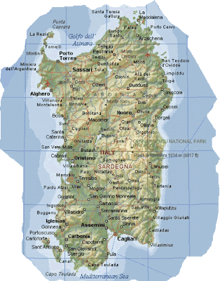 Sardegna Mappa Cartina della Citta