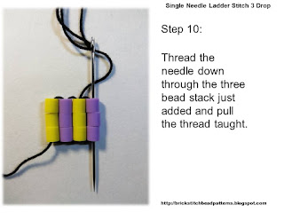 Click the image to view the single needle ladder stitch beading tutorial step 10 image larger.