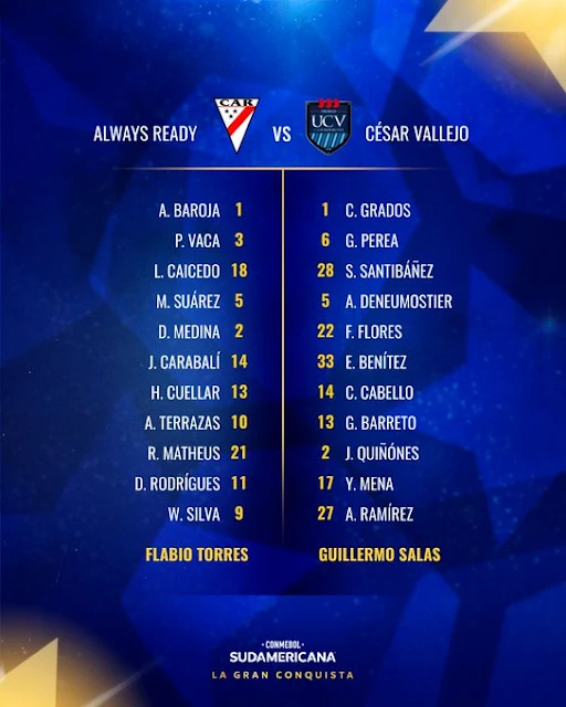 Alineaciones Always Ready vs Cesar Vallejo