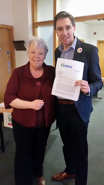 photo of Joan Byrne, ME Advocates Ireland  & Minister for Health, Simon Harris, TD