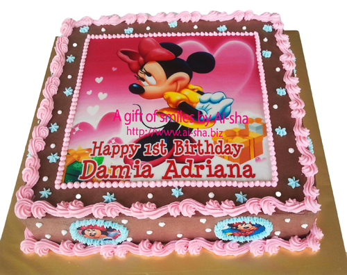 Birthday Cake Edible Image Minnie Mouse Ai-sha Puchong Jaya