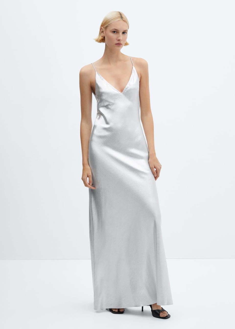 Mango Metallic Silver Dress Oscar Inspo.