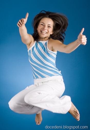 jumping happy woman