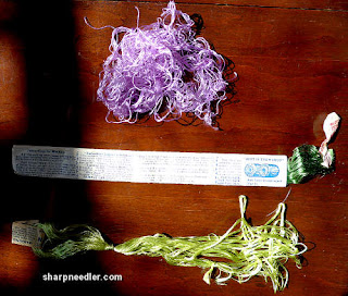 Society Silk Violets: Selecting antique silk threads for the violets