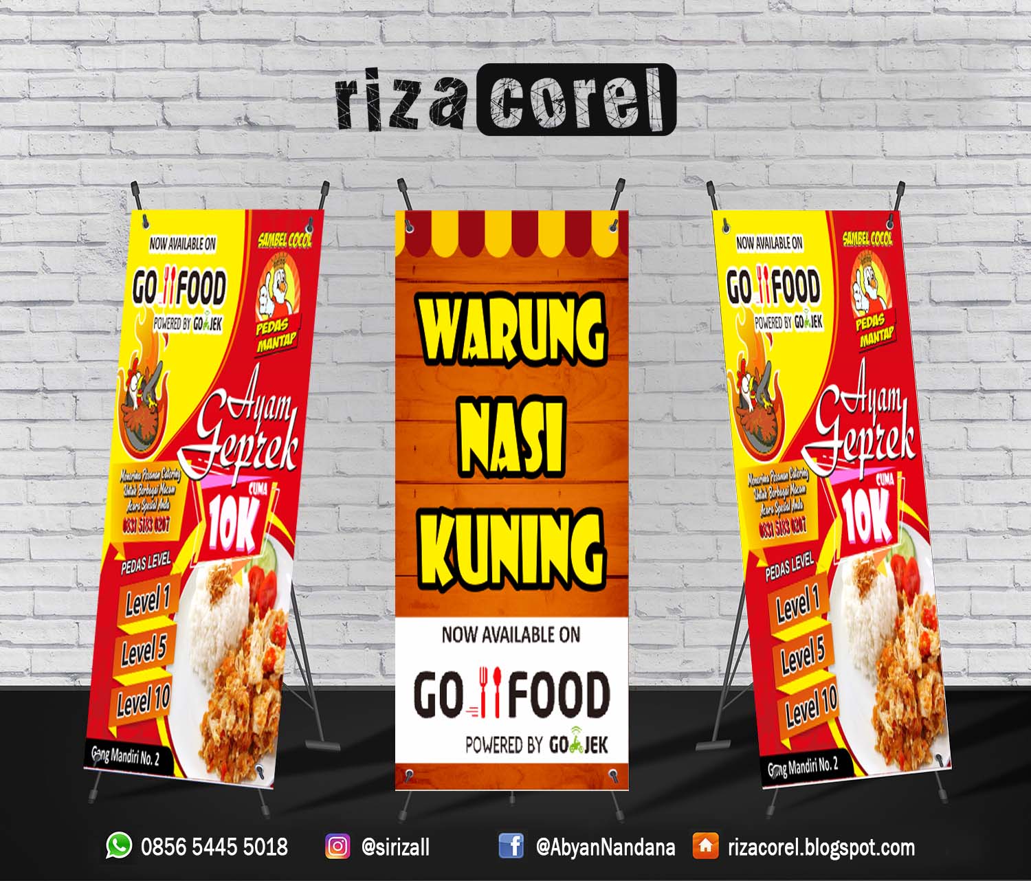  Desain Spanduk Ayam Geprek  GO FOOD GO RESTO Riza Corel