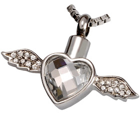 Memorial necklace heart with wings