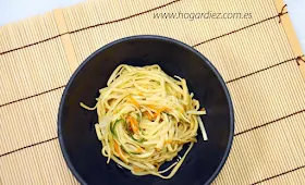 Fideos Udon con Shiitakes y verduras