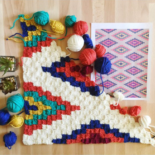 C2C Crochet Southwestern Throw Blanket - Tutorial