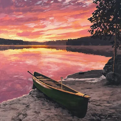 GREEN CANOE painting Jim Musil