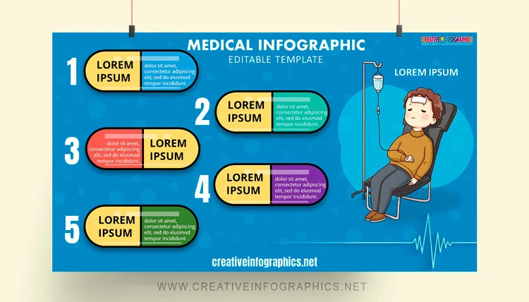 Template for health infographics 5 capsules