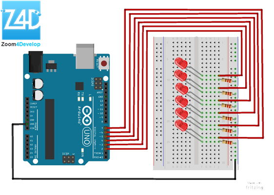 Arduino Tutorial - #6 Scrolling LED_Diagram