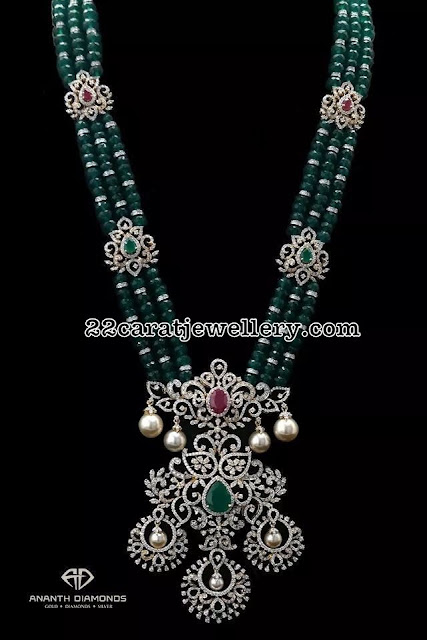 Emerald Beads Diamond Clasps Haram