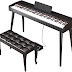 Digital Piano 88 Key Weighted Keyboard With Triple Pedal Piano Bench And Wooden Piano Stand Supports MIDI Audio Mic And Headphones Keyboard Piano For Adults Children And Beginners (Color  Black)