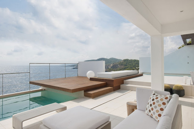 Beautiful terrace with multiple levels above the sea