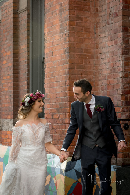 bride groom gladstone hotel wedding flower crown pnk white burgundy 