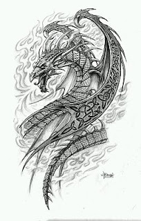 Tatoos y Tatuajes de Dragones en Blanco y Negro, parte 3