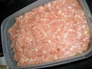 ground pork seasoned in container