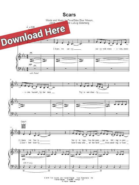 tove lo, scars, sheet music, piano notes, score, chords, download, keyboard, guitar, tabs, klavier noten, partition, how to, saxophone, viola, cello