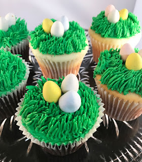 easter eggs in grass cupcakes