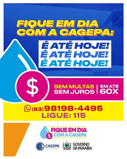 Campanha Fique em Dia com a Cagepa termina nesta segunda (30)
