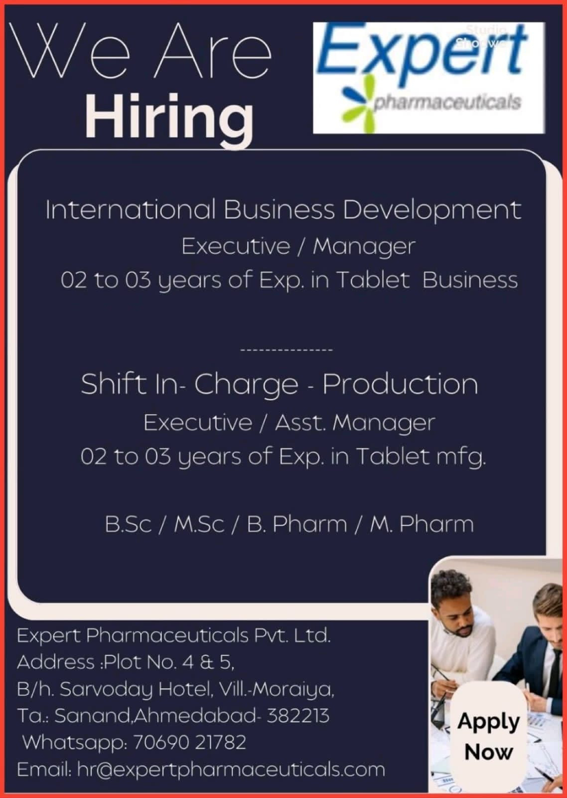 Job Available's for Expert pharmaceuticals Job Vacancy for BSc/ MSc/ B Pharm/ M Pharm