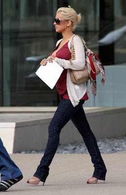 Christina Aguilera is leaving her doctor's office on September 20th, she's looking good in red.