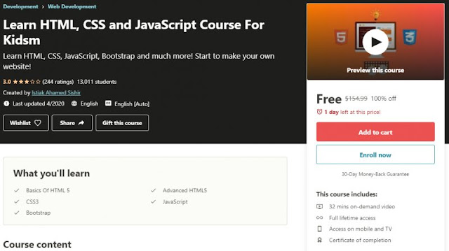 [100% Off] Learn HTML, CSS and JavaScript Course For Kidsm| Worth 154,99$