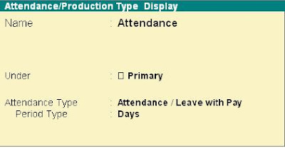 Tally payroll - Attendance Type