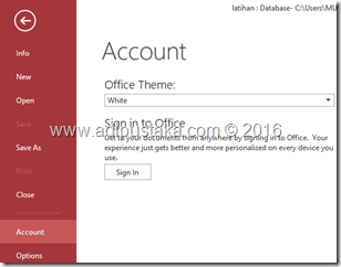 Memilih perintah account