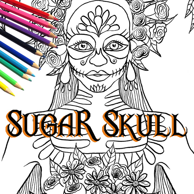 Sugar skull coloring page. Inktober 2016 begins! Inktober is an art challenge running every October. The rules are simple: make a drawing in ink, post it online and hashtag with #inktober and #inktober2016 and repeat.