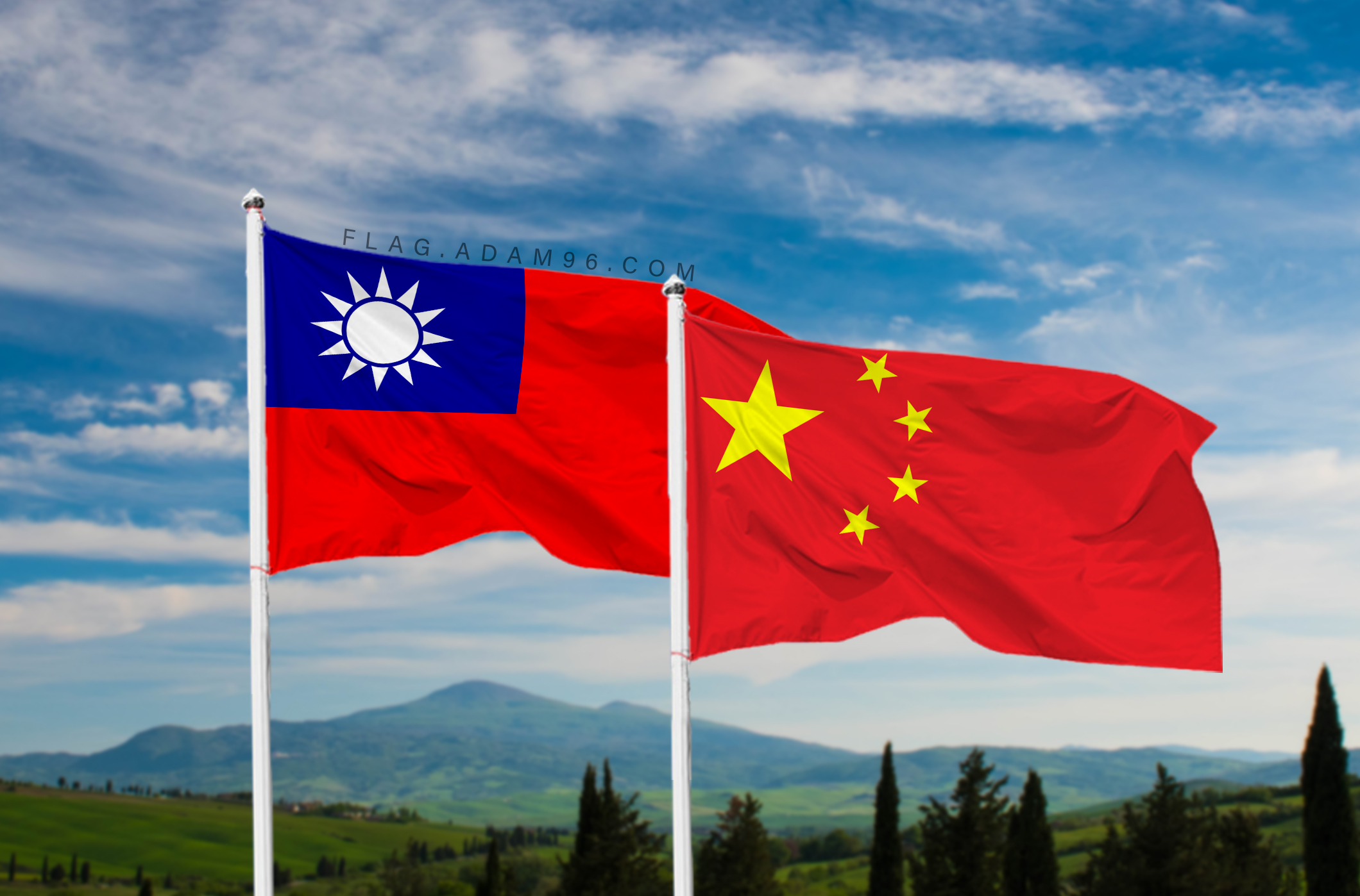 تحميل علم الصين وتايوان خلفية اعلام العالم بدقة عالية China and Taiwan