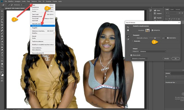 applicare area di interesse in photoshop