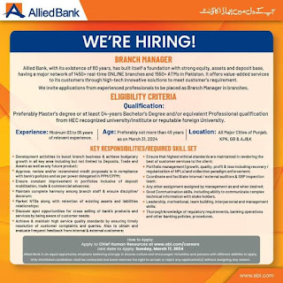 Allied Bank Limited (ABL) Jobs-2024