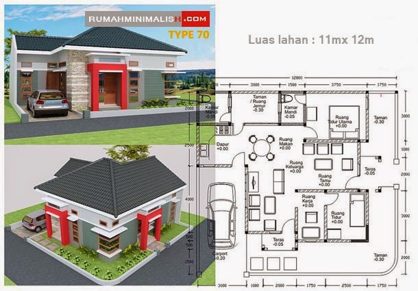 Desain Rumah  Minimalis  1  Lantai  Type  70  Foto Desain 